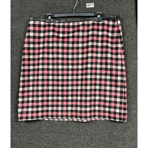 Talbot Wool Blend Pencil Skirt Womens Size 16 Pink Plaid Multicolor Lined ID5125